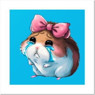 Sad Hamster wearing pink Bow-Coquette Posters and Art